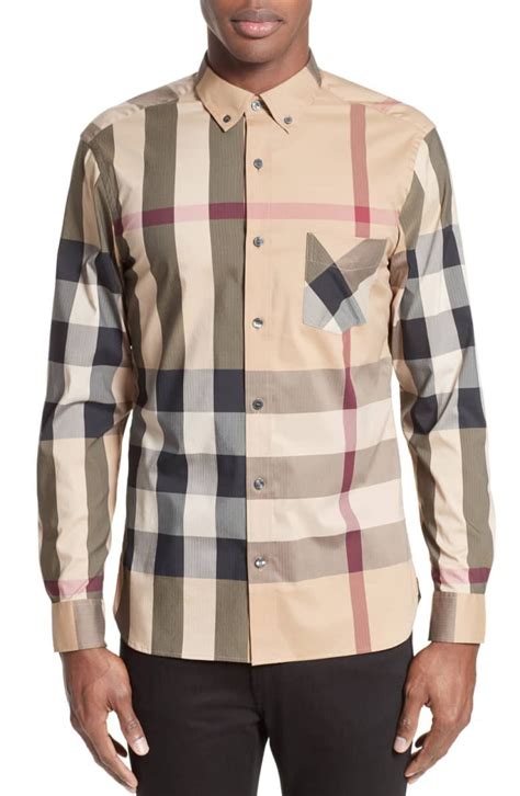 burberry men's thornaby slim fit plaid sport shirt brown|Burberry .